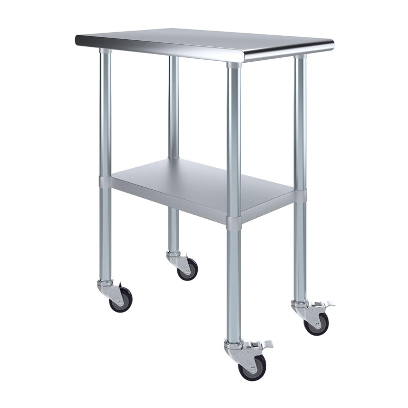 Table en acier inoxydable avec roulettes, H 38 po x L 18 po x l 30 po