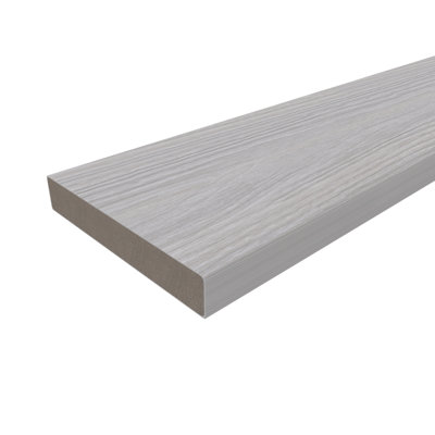 Cortes Plus 0.88 in. x 5.43 in. x 8 ft. Rustic and Wood Grain Icelandic Smoke White Composite Decking Board