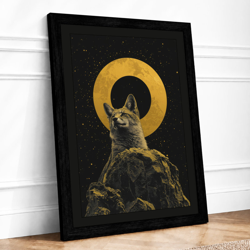 Sacred Cat Under Stars Japandi - Print, A1 - 84.1 x 59.4 cm, Black