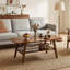 Table basse Mid-Century moderne en chêne massif avec rangement à 2 niveaux-129268065