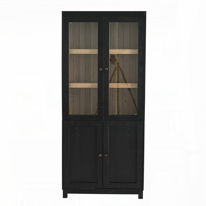 Bibliothèque 74,5 "Mid-Century moderne avec portes en verre