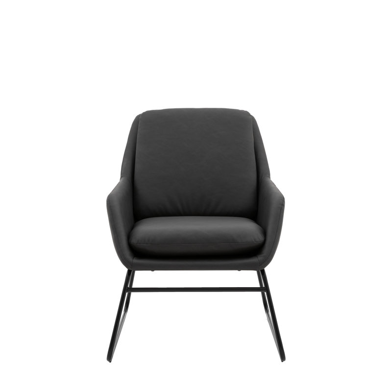 Tiradentes Leather Side Chair, Charcoal