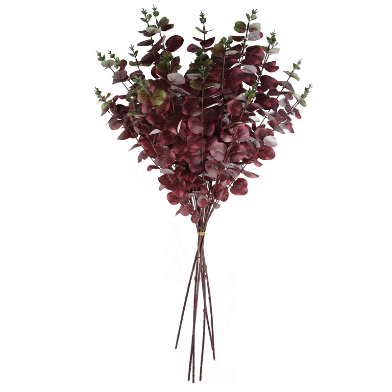 Pack of 6 Artificial Eucalyptus Foliage, 100 cm x 20 cm, Red/Green
