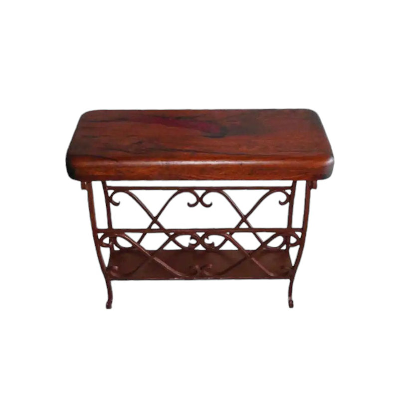 Luxurious Natural Mesquite And Wrought Iron Magazine Table