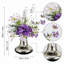Artificial Purple White Mixed Flower Arrangement, Faux Hydrangea Clematis Floral Centerpiece with Silver Mirror Vase, Tabletop Decor for Living Room, Office, Entryway