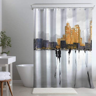 Shower Curtain ST49 – Polyester Shower Curtain, Dye Sublimation Print, 71" W × 74" L