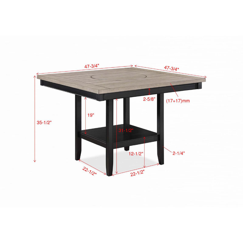 Henriha Dining Table, Light Gray, Dark Brown