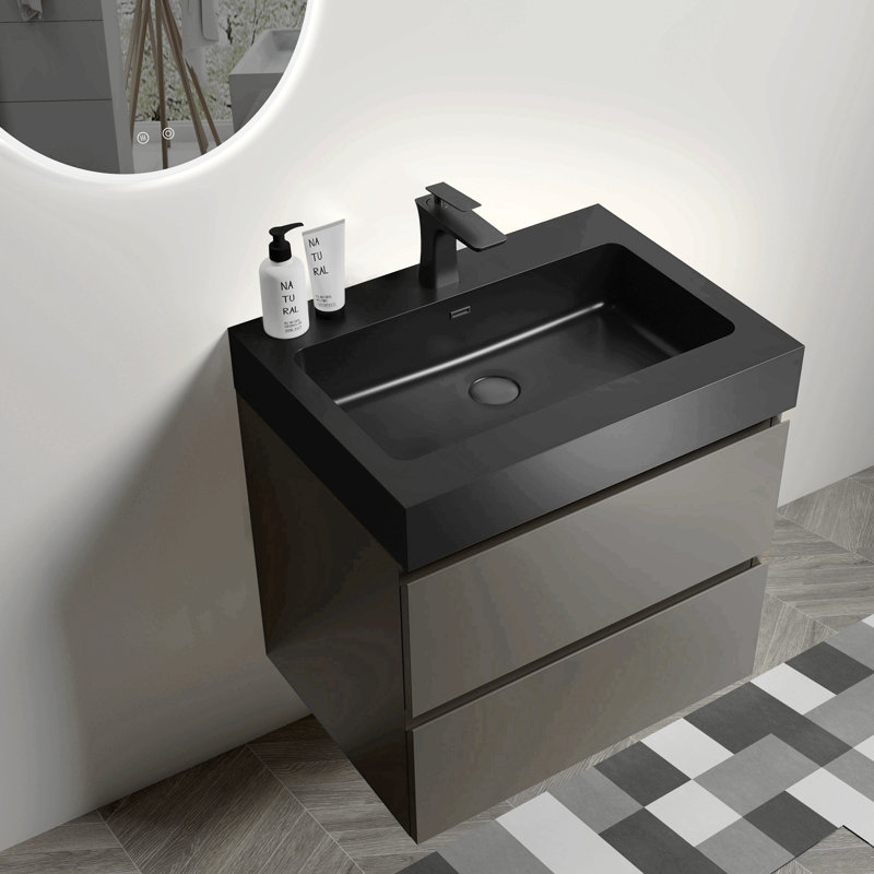 Ensemble de meuble-lavabo brun avec lavabo en résine 30 po et 2 portes