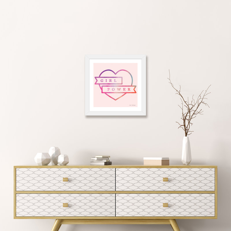 Girl Power IV - impression d'art graphique, H 16 po x l 16 po x p 1 po, Papier encadré blanc, Blanc