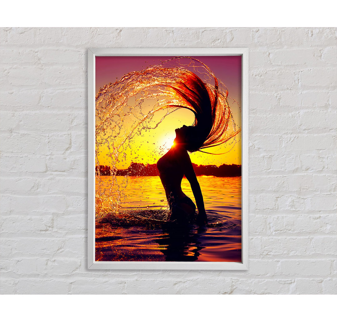 Sonnenuntergang Frau Ocean Splash - Druck