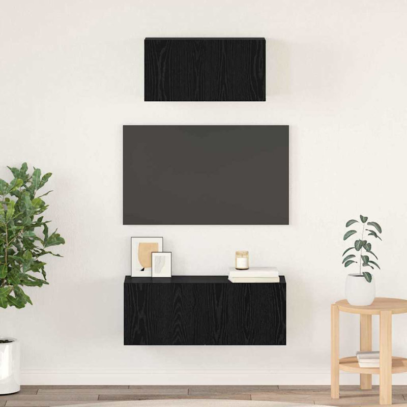 TV Cabinet Set Wall-Mounted 2 Pcs 80 X 30 X 30 Cm, Black Oak
