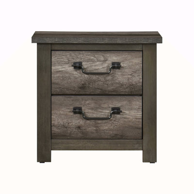 Nemy Nightstand, 2 Drawers, Gray Melamine Laminate, Drop Handles