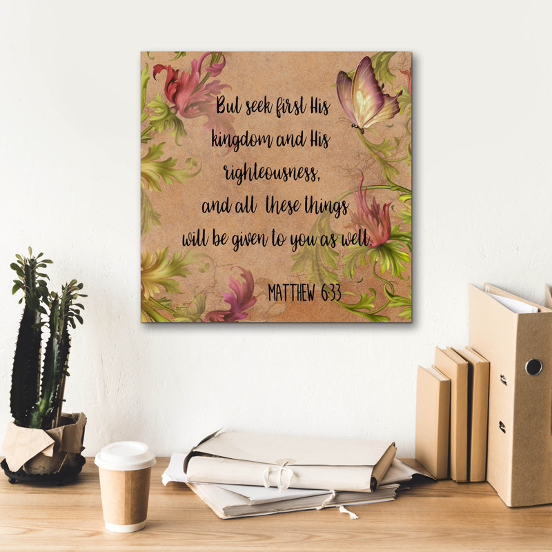  «Floral Bible Verse A» par Jean Plout, art mural sur toile, 18 po x 18 po, 18"x18"