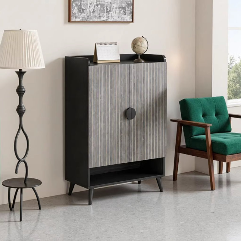 Armoire de rangement flexible à 7 niveaux avec panneaux réglables - Range-chaussures moderne pour l'entrée, le couloir et le garage en noir et gris