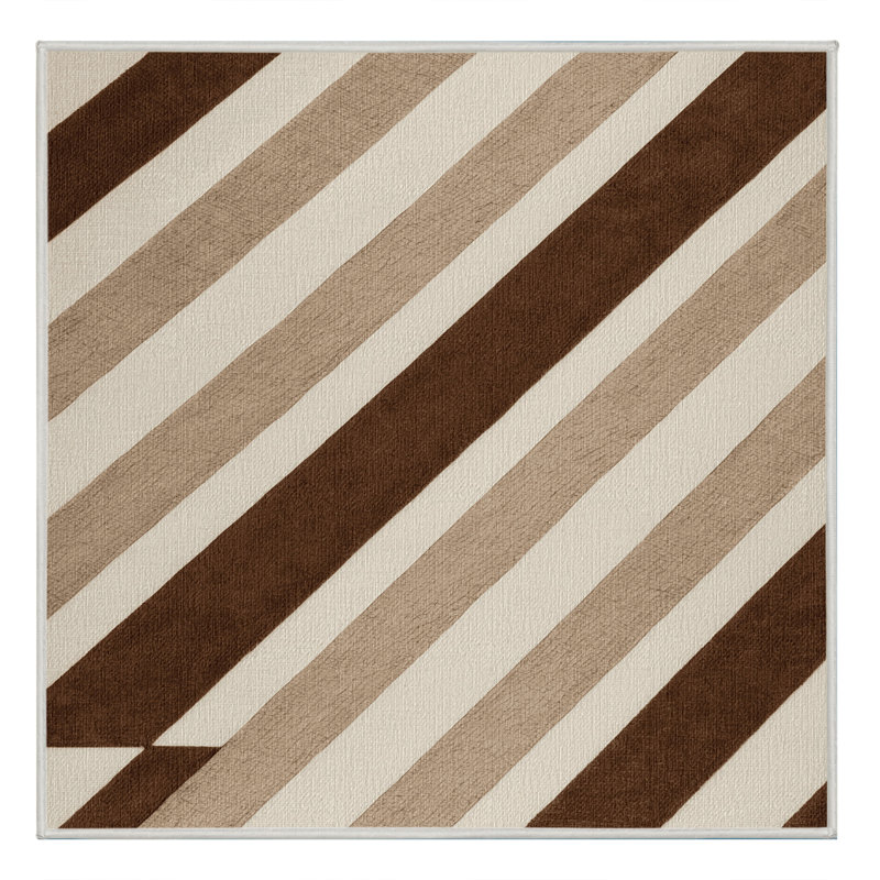 Washable Cognac Light Beige Striped Area Rug, Rectangle 5' x 7'