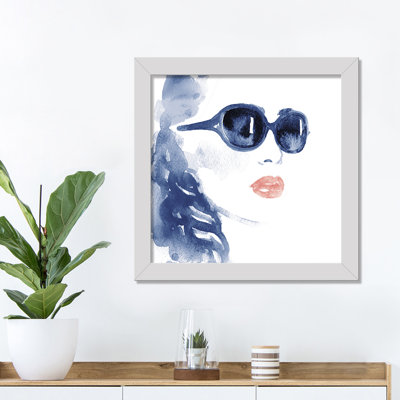 «Blue Watercolor figure», reproduction encadrée