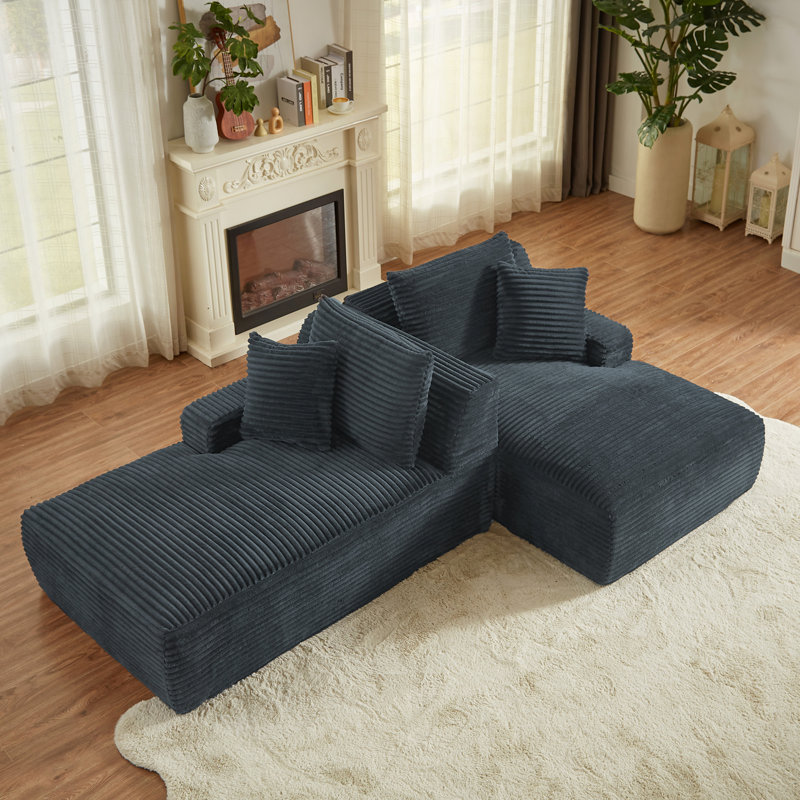 Méridienne compressible double - aucun assemblage requis, causeuse moelleuse moderne pour la lecture de salon à l'intérieur