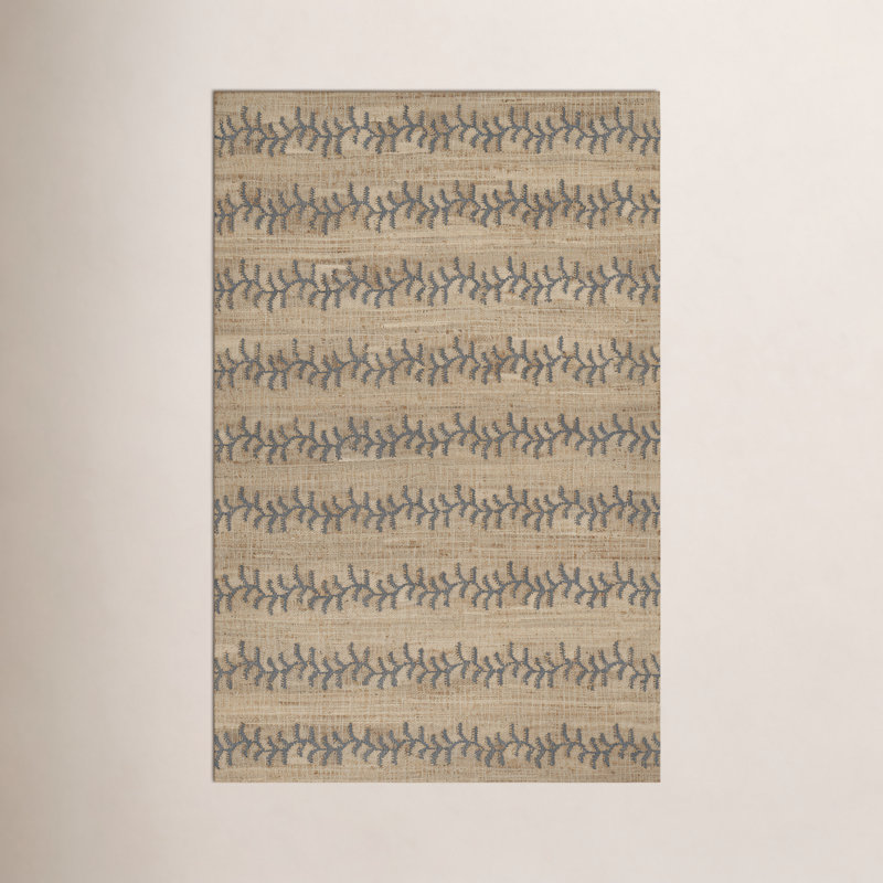 Erin Gates by Momeni Orchard Vine Stripe Jute and Wool Hand Woven Blue Area Rug, Rectangle 2' x 3'