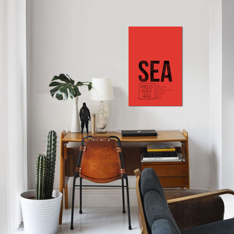« air traffic control series », art textuel sur toile, "seattle-tacoma", H 60 po x l 40po x P 1,5 po, Pas de tapis