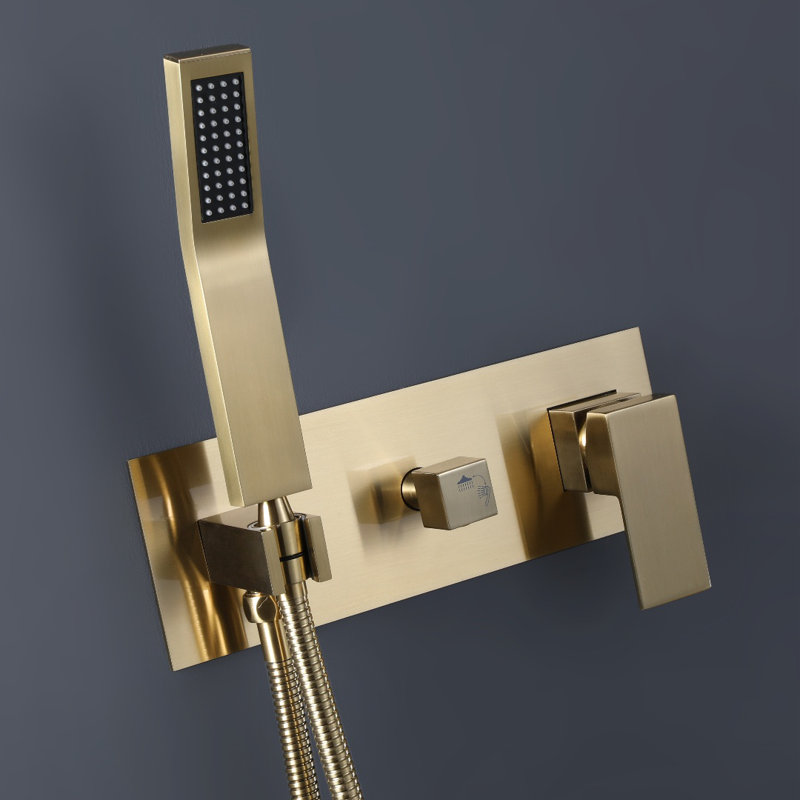 Système de douche complet avec valve brute, Or brossé