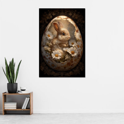  Art mural sur toile de grand lapin - décoration murale de photos de Pâques rétro, impressions de lapin de printemps et œuvre d'art pour la décoration intérieure, peinture sur toile de lapin à cadre tendu, 28 po x 40 po