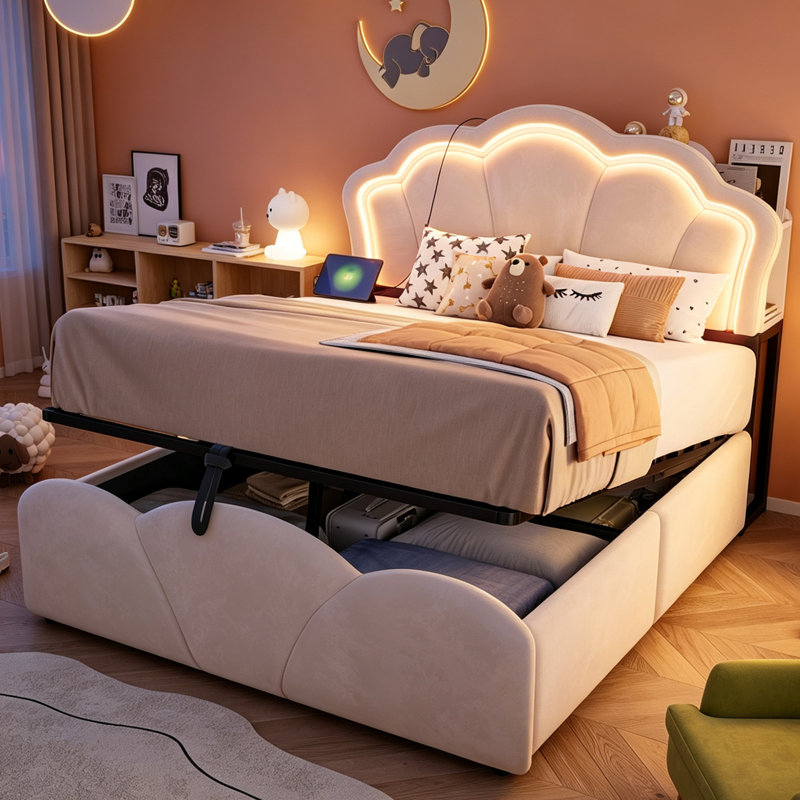 Bed Frame, Beige
