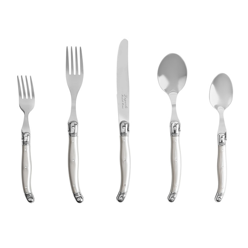 French Home Laguiole 20 Piece Stainless Steel Flatware Set, Service for 4, Chocolate Brown, Pewter
