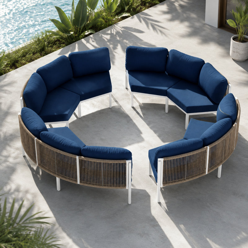 Ensemble de canapé modulaire d'extérieur en aluminium, 8 Person, Marine
