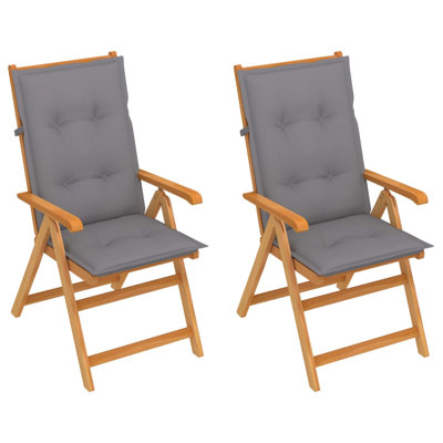 Chaise de jardin en bois de teck massif avec coussins Brandyce