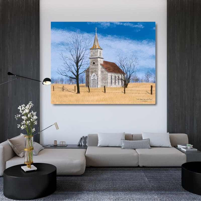 Petite Église dans la prairie, H 36 po x l 46 po