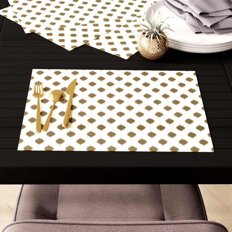 Ensemble de napperons géométriques 4 pièces Cop-IKAT, Brun