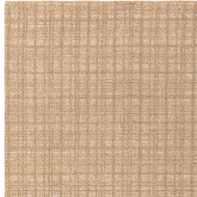 Beltsville Chequered Wool Hand Woven Area Rug, Rectangle 120 x 170 cm, Beige