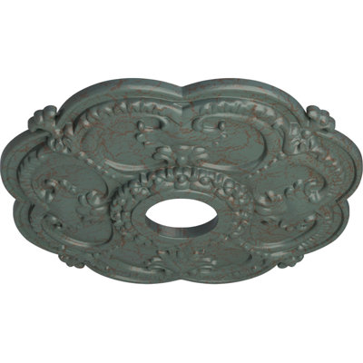 Endurathane Rotherham Ceiling Medallion, 18"OD x 3 1/2"ID x 1 1/2"P (Fits Canopies up to 3 1/2"), Hand-Painted Cloud Burst Crackle Finish