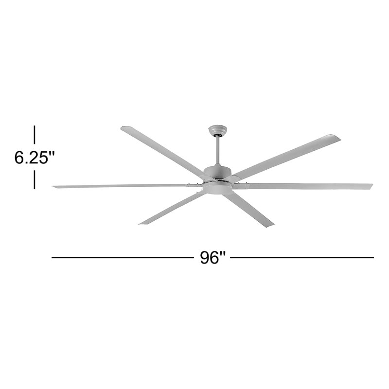 Ventilateur de plafond standard à 6 pales 96 "avec commande murale Bairagi, Blanc