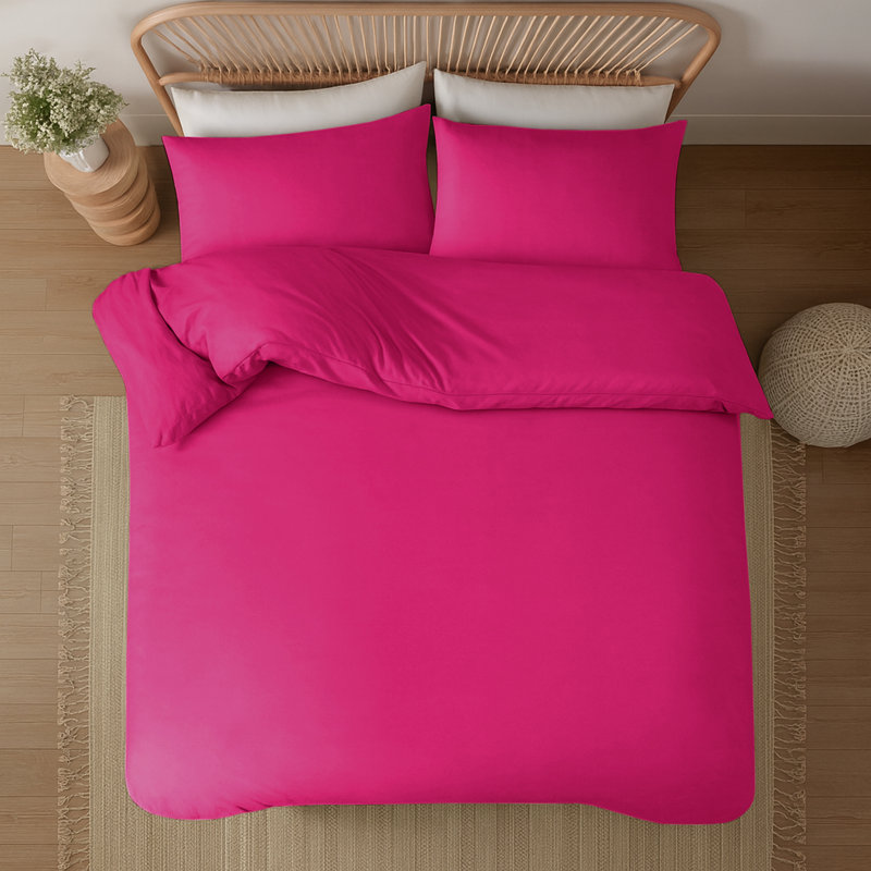 Aspire Homeware Hotel Quality 3 Piece Dyed Duvet Bedding Set with Pillowcases for Soft and Elegant Sleep, Pink