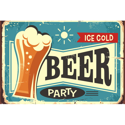 Thoman Beer Party Retro Sign - Wrapped Canvas Print