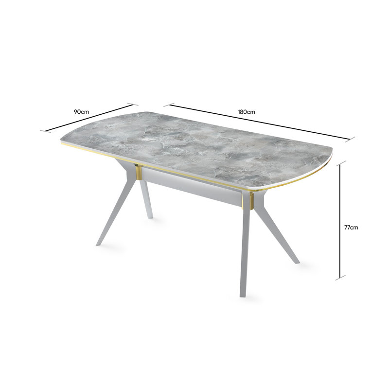Adelgunde Solid Wood Base Dining Table, Cream, White