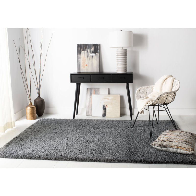 Brittney Performance solid color shag rug, Carré 3 pi, Grey