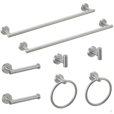 Ensemble d'accessoires de salle de bain 8 pièces, ensemble de quincaillerie de salle de bain en acier inoxydable, ensemble de barre à serviettes de bain, porte-serviettes mural.