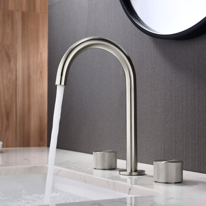 Circular X Widespread Bathroom Faucet 3 Hole, 2-handle Bathroom Sink Faucet with Drain Assembly, Brushed Nickel