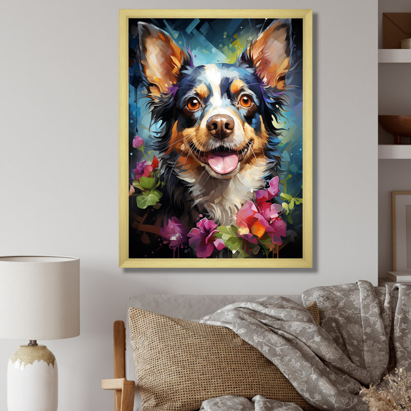 Chihuahua charisme sur toile, Cadre doré simple, H 40 po x l 30 po x P 1,5 po