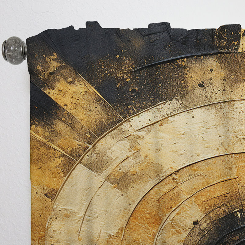 Ahoskie Gold Black Desert Mirage Spiral - Modern Velvet Curtain - Room Darkening - 1 Panel, 52" W x 90" L