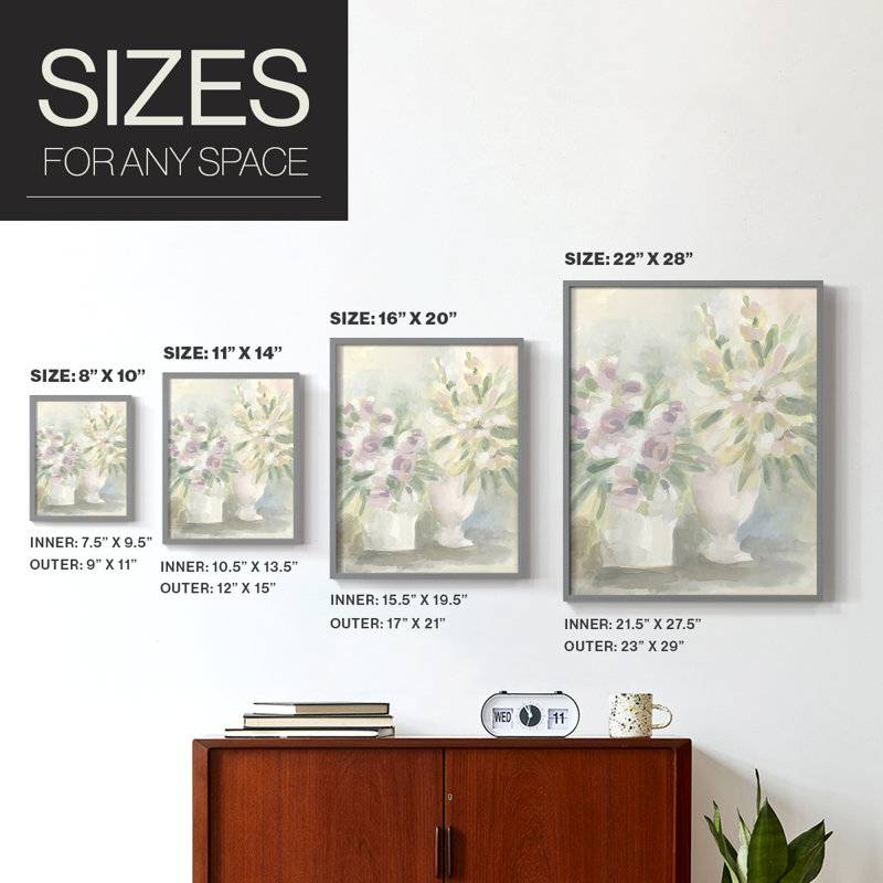 «Faded Floral Fresco II», Gris, H 11 po x l 9 po