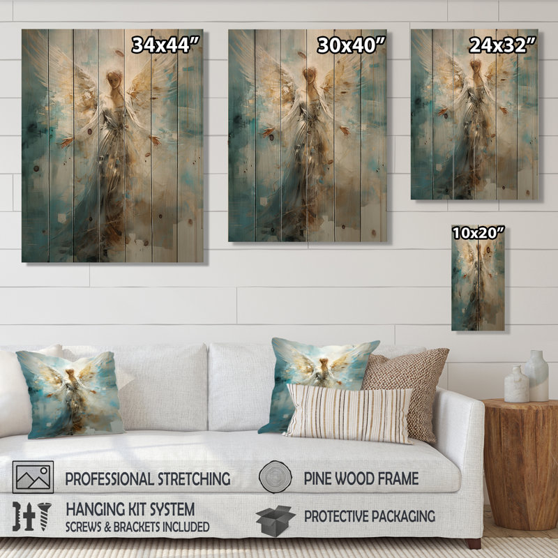 Peters - impression spirituelle sur bois de pin naturel, H 32 po x l 24 po