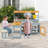 Mud Kitchen With Kids Picnic Table Built-in Bench Blackboard Water Box Sink