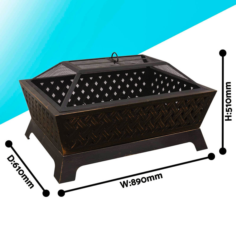 Bulle Rectangle Steel Wood Burning Fire Pit