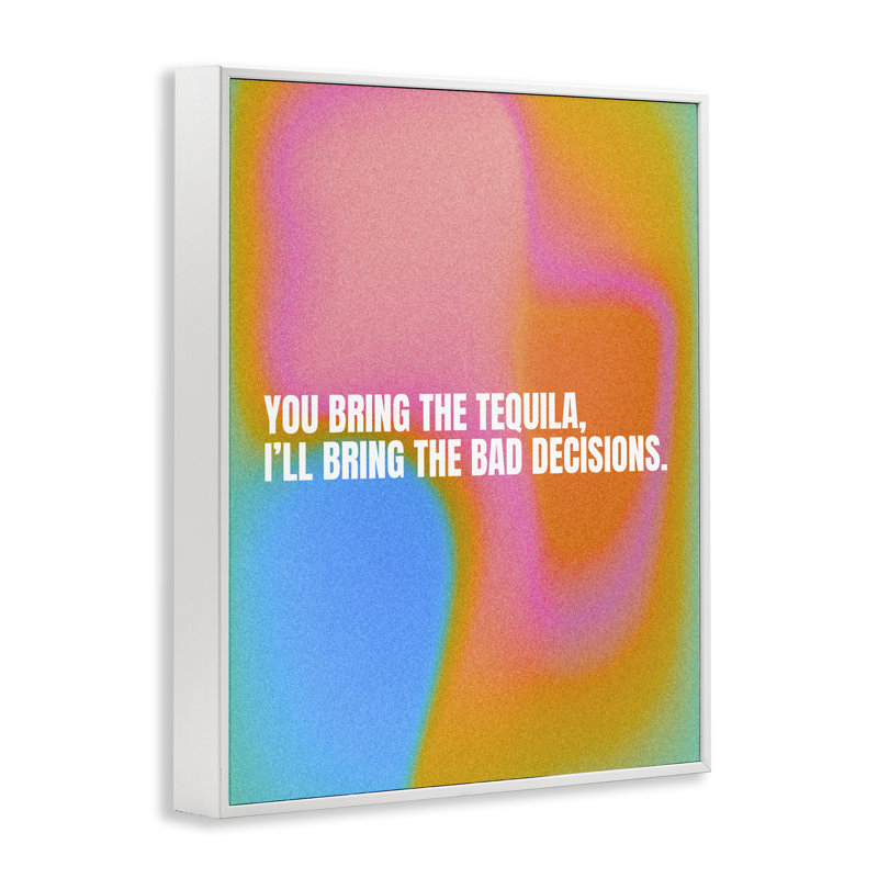  Téquila & Bad Decisions, estampe numérique encadrée par House of Lulu, H 30 po x l 24 po, Giclée encadrée blanc bord de mer