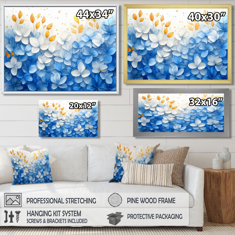 Whie On Velvet Blue Poppies Field I - Coquelicots, art mural, Reproduction d'une seule photo avec cadre, Noir