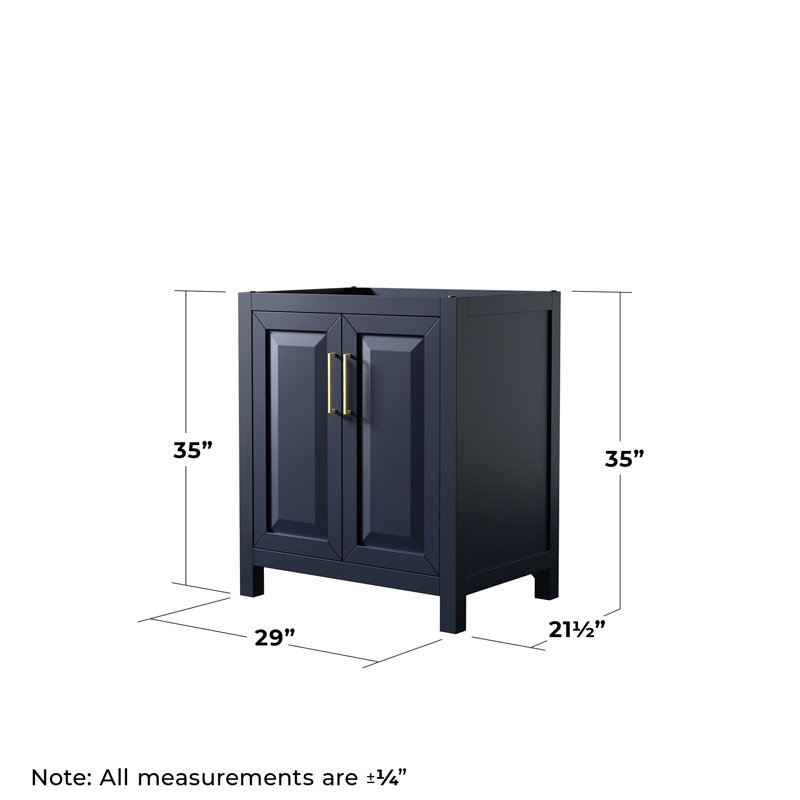 Daria 29'' W Single Bathroom Vanity Base, Dark Blue/Gold