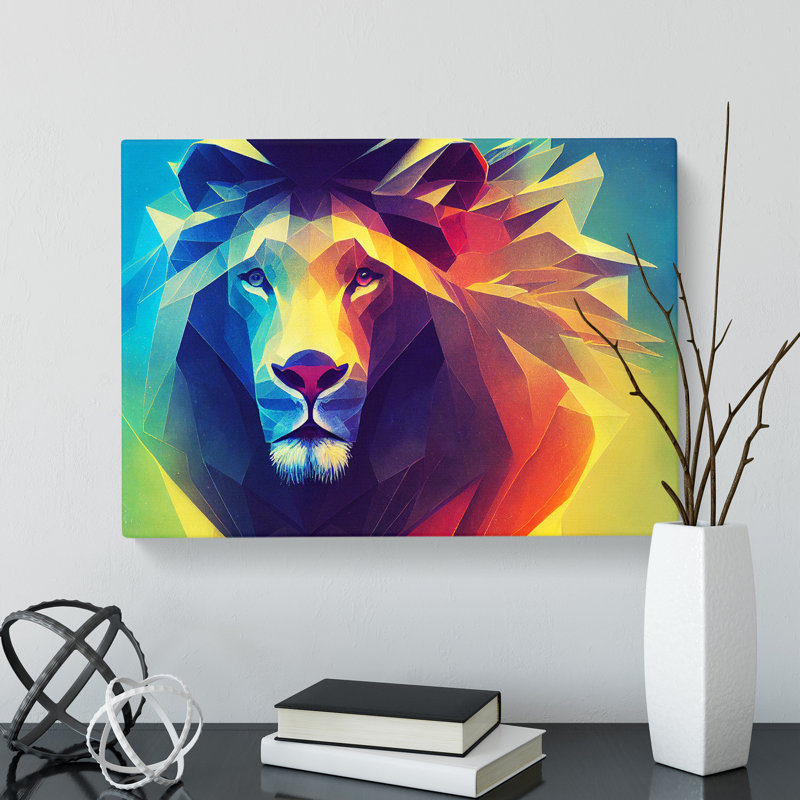Illuminated Abstract Lion - Wrapped Canvas, 35cm H x 50cm W x 3cm D